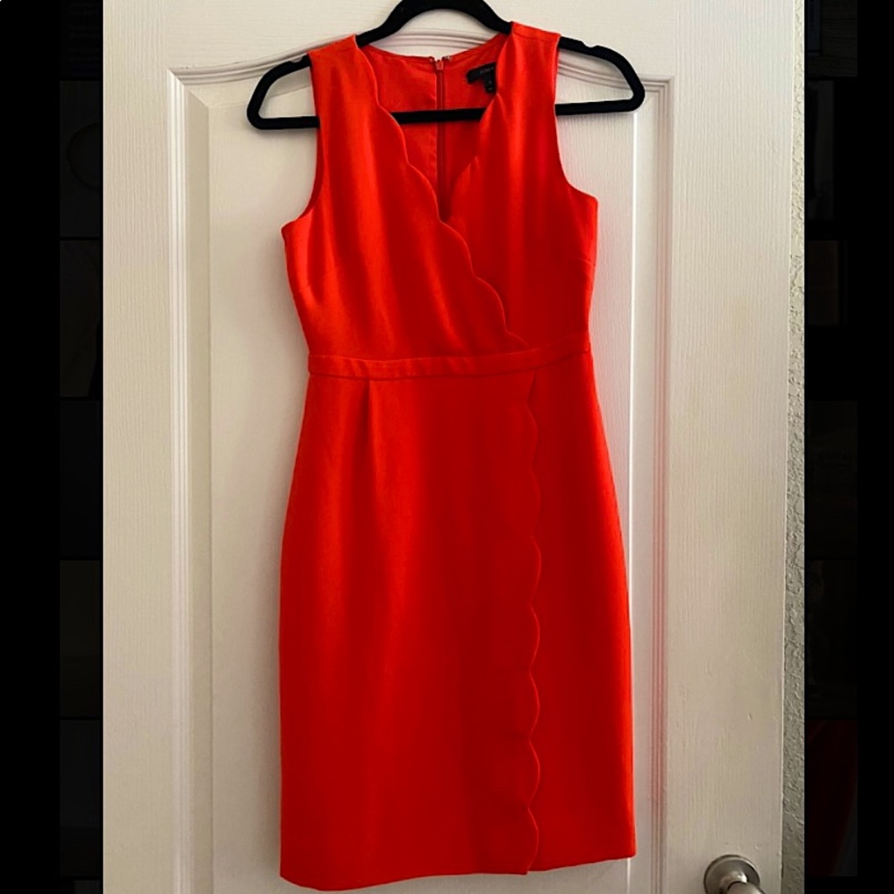 J. Crew scalloped orange dress